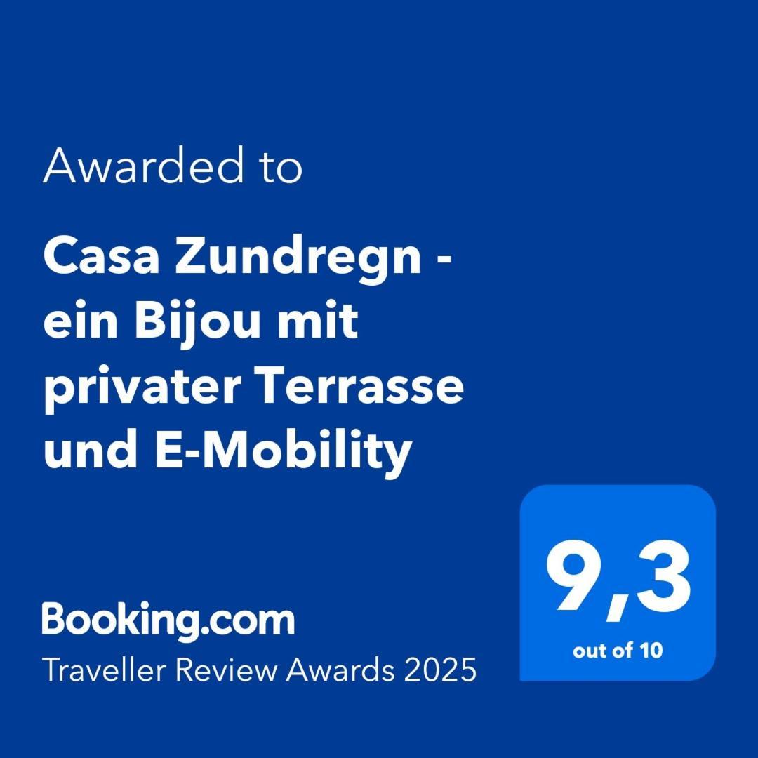 Casa Zundregn - Ein Bijou Mit Privater Terrasse Und E-Mobility Lägenhet Savognin Exteriör bild